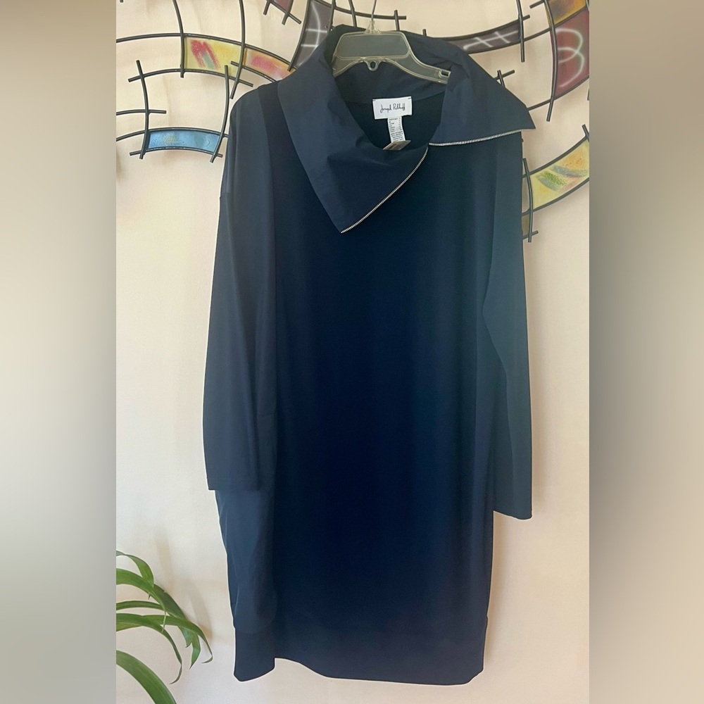Joseph Ribkoff Midnight blue Zipper Collared Cocoon Dress, US. Sz 12
